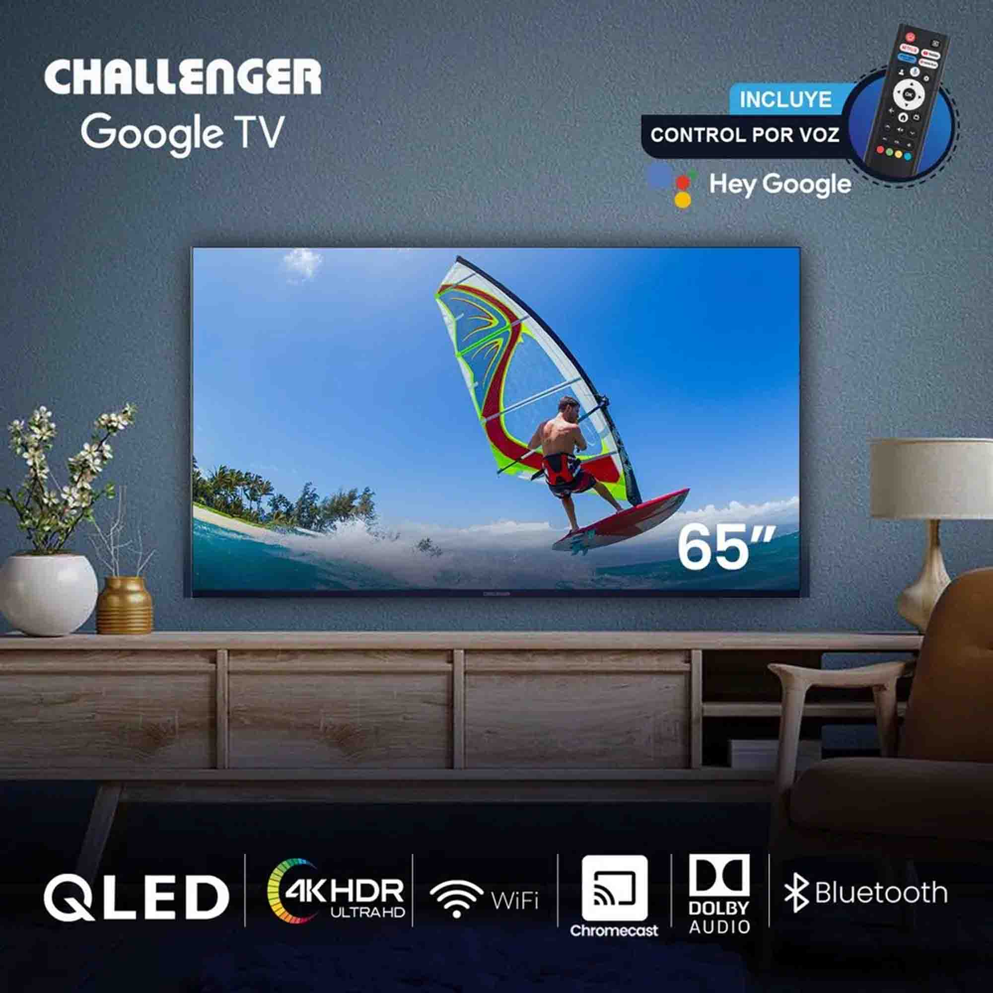 Televisor QLED 65" Google TV Challenger 65KG290 BT GOOGLETV T2