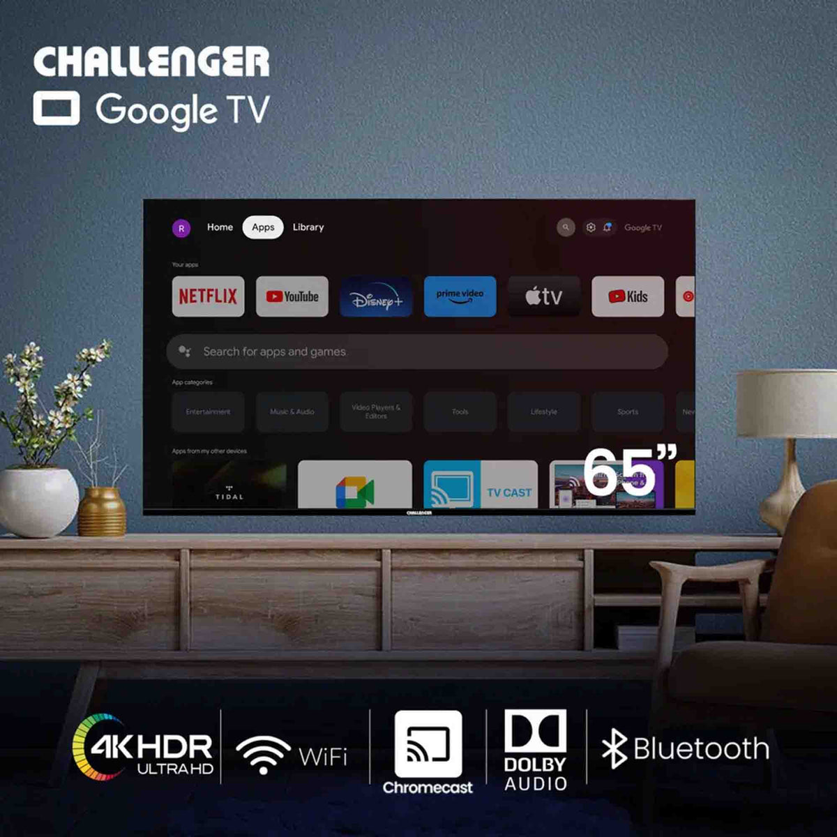Televisor Smart TV 65" UHD Challenger 65KG85BT