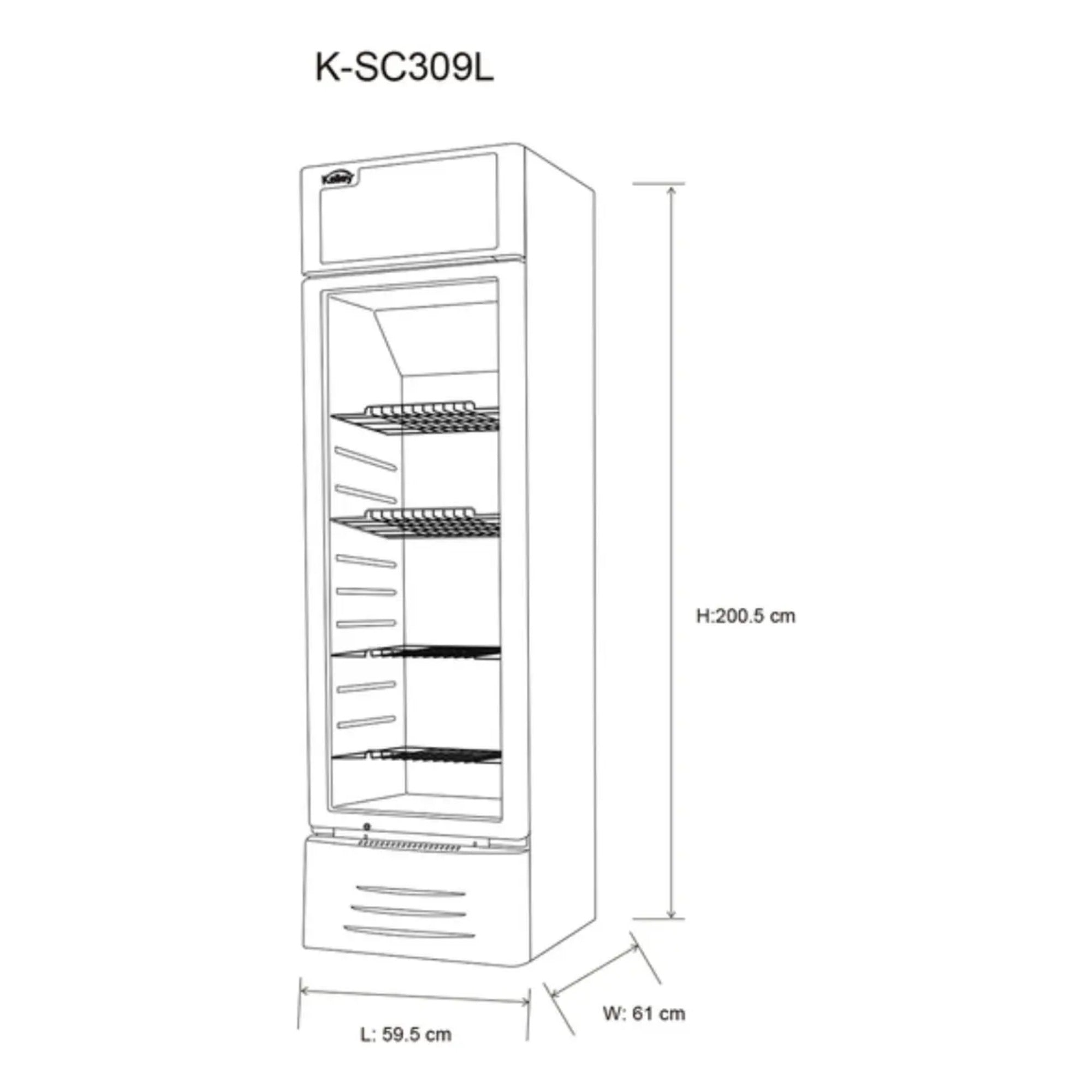Vitrina Refrigerada Vertical 309L Kalley K-SCH309L