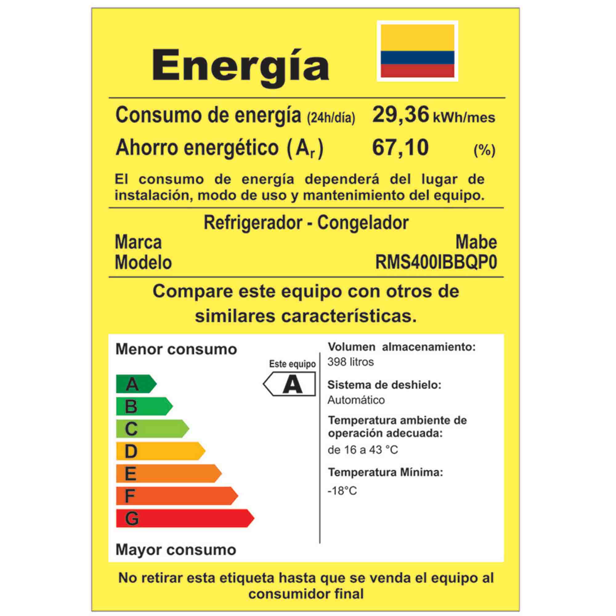 Nevera No Frost 422L Black Steel Mabe RMS400IBBQP0