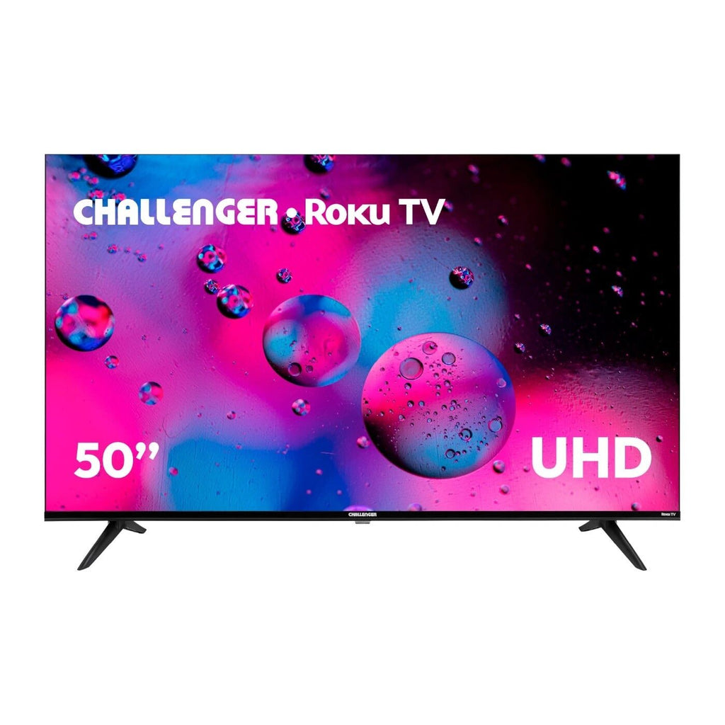 Televisor Challenger 50 pulgadas 4K UHD Roku TV 50KR15 T2, vista de frente